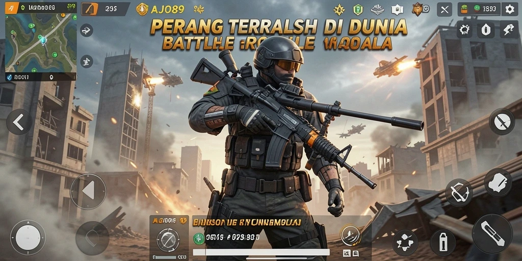 Tangkapan layar AJO89 dengan aksi seru dalam game Battle Royale.