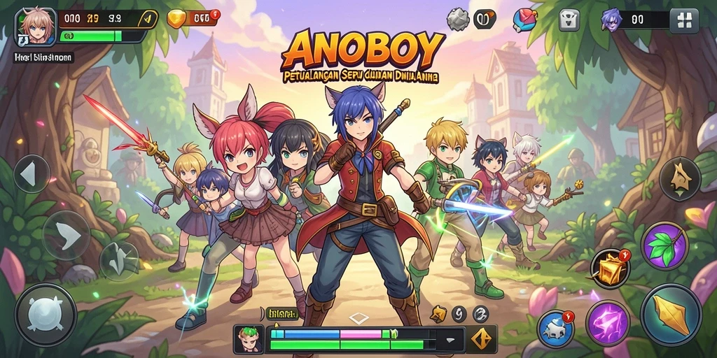 Tampilan grafik menawan dari gameplay ANOBOY yang seru.