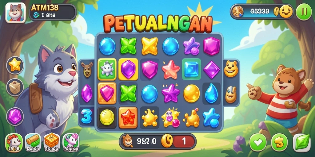 Tampilan gameplay menarik dari permainan Match-3 ATM138.