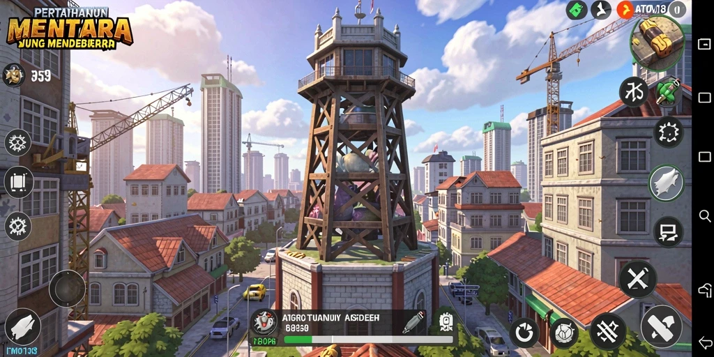 Tampilan gameplay menakjubkan dalam ATOM138 Tower Defense.
