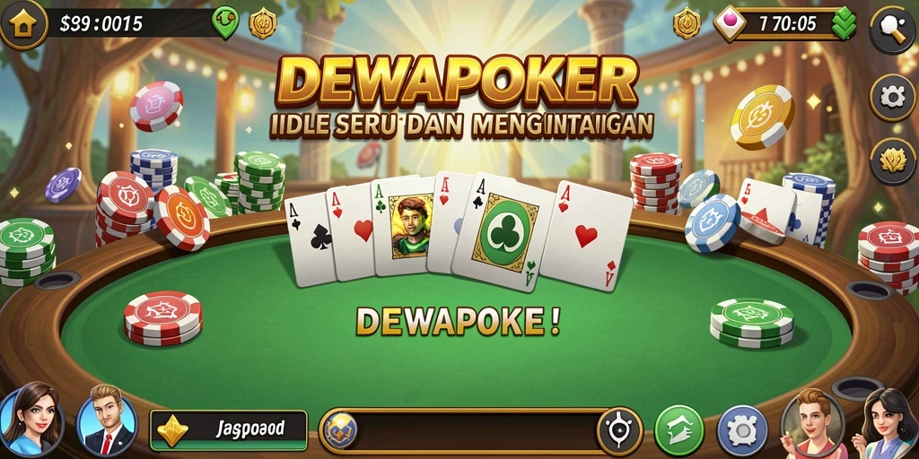 Tampilan menarik gameplay DEWAPOKER dalam mode Idle.