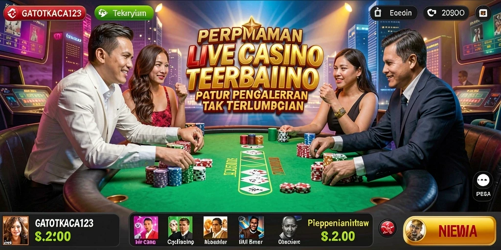 Screenshot GATOTKACA123 menampilkan dealer profesional dalam permainan Live Casino.