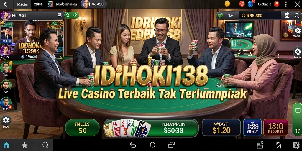 Screenshot IDRHOKI138 menampilkan dealer dan permainan Live Casino yang menarik.