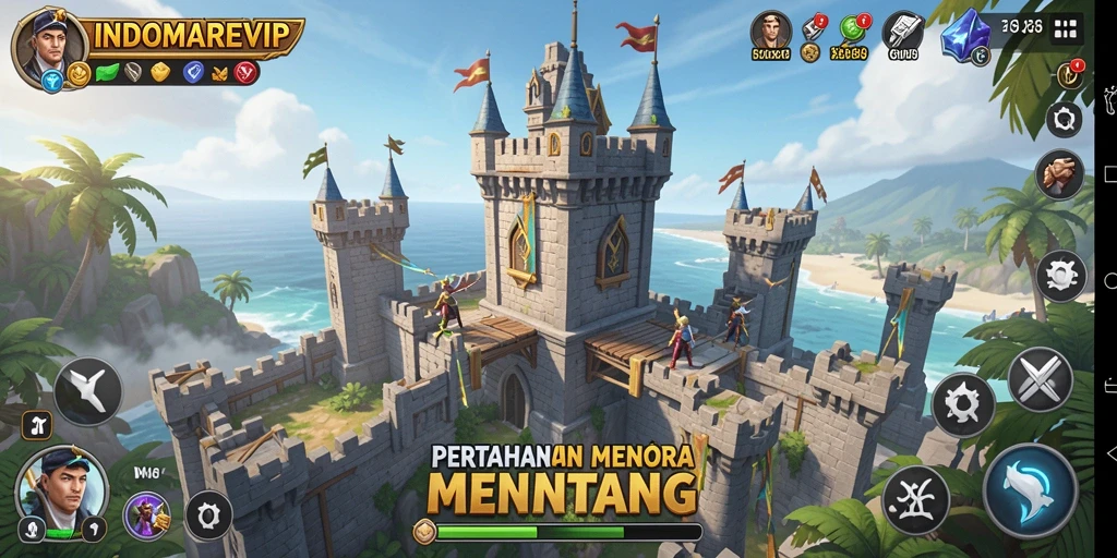 Tangkapan layar INDOMAREVIP menunjukkan gameplay seru Tower Defense.