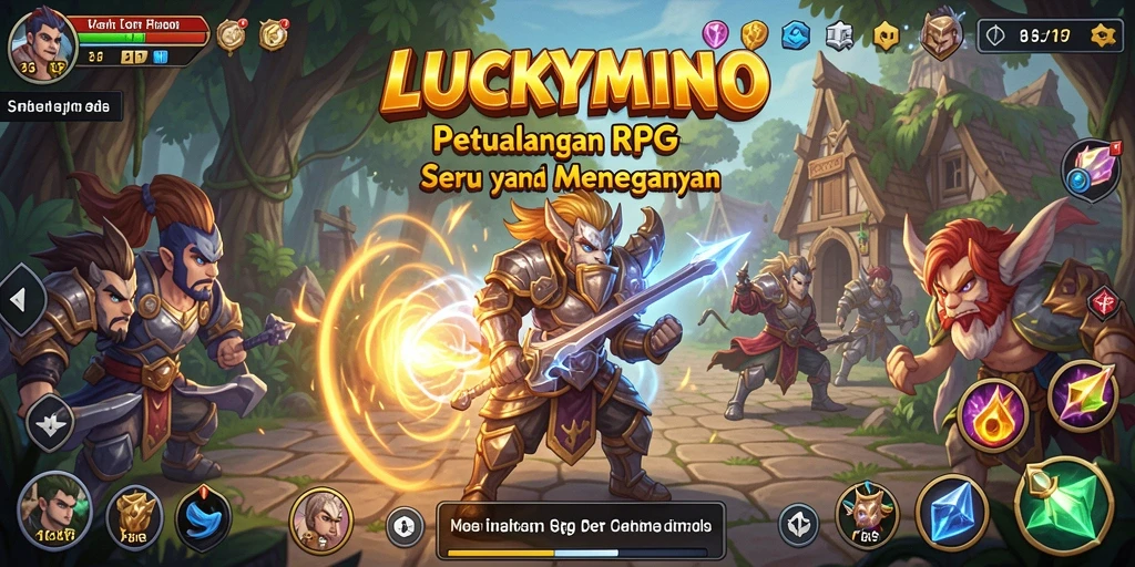 Tampilan gameplay epik dalam LUCKYMINO dengan aksi seru dan karakter menarik.