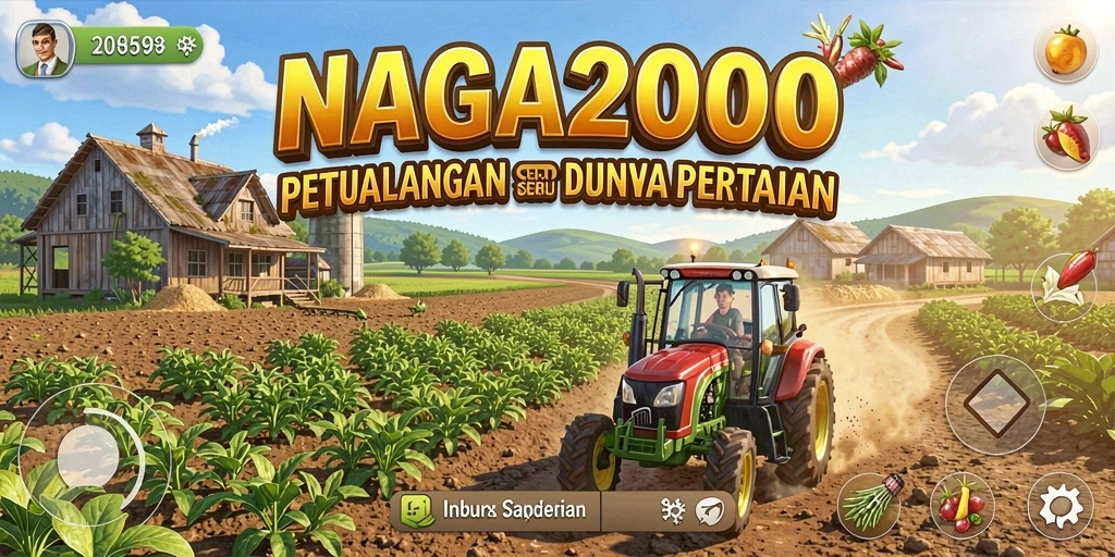 Screenshot utama NAGA2000 menampilkan gameplay seru di ladang pertanian.