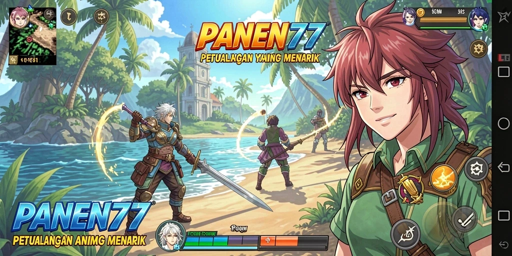 Tampilan gameplay PANEN77 yang penuh warna dan dinamis.