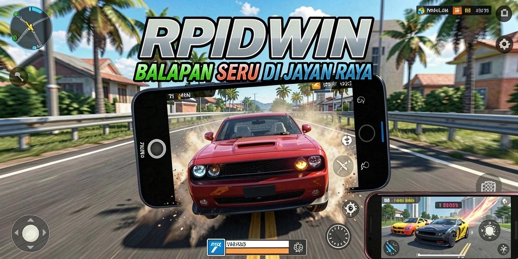 Screenshot RPIDWIN menampilkan aksi balapan yang mendebarkan di trek yang menantang.